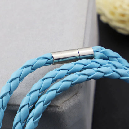 PU Rope Bracelet with 3-lap woven design in blue