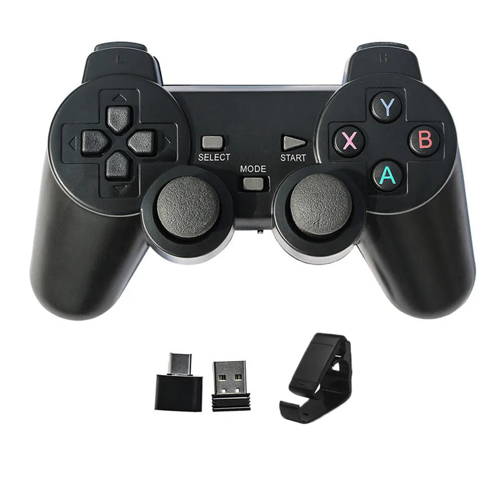 Classic Black wireless 2.4G gamepad with USB receiver for Android TV, PC, TV box and PS3 compatibility