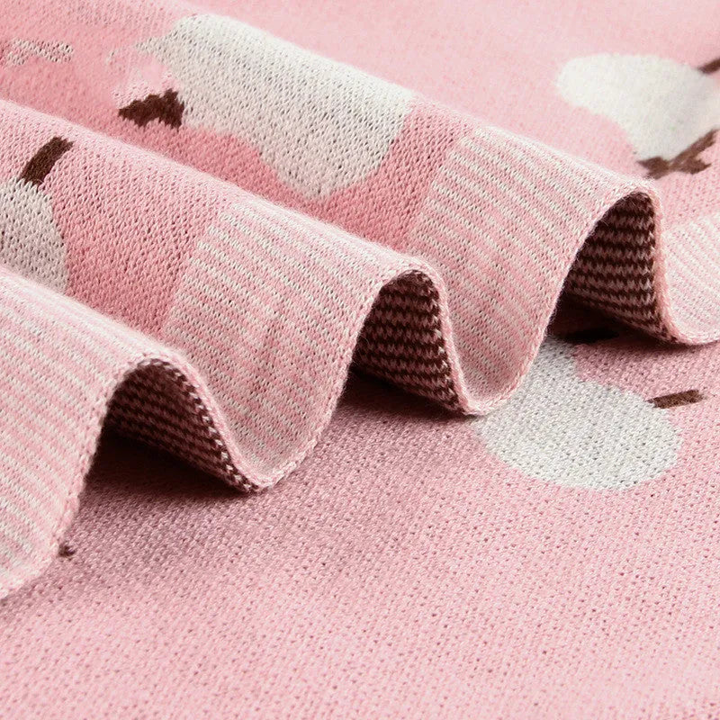 Grey and pink baby sheepskin blanket windproof cover for prams measuring 100 by 80 cm
