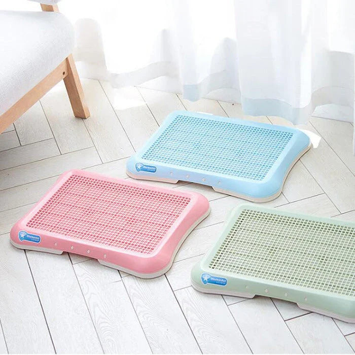 Antibacterial puppy potty tray in pink, light green, and blue, dimensions 47*34*5cm