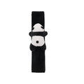 Panda plush black steering wheel cover and matching shoulder pad set for winter vehicle interiors