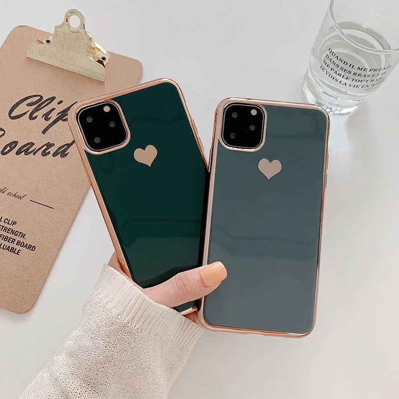 Solid blue TPU iPhone case back cover shown on an iPhone 11