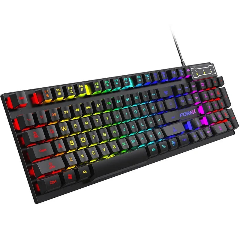 Black 104-key backlit gaming keyboard and mouse combo with USB connectivity
