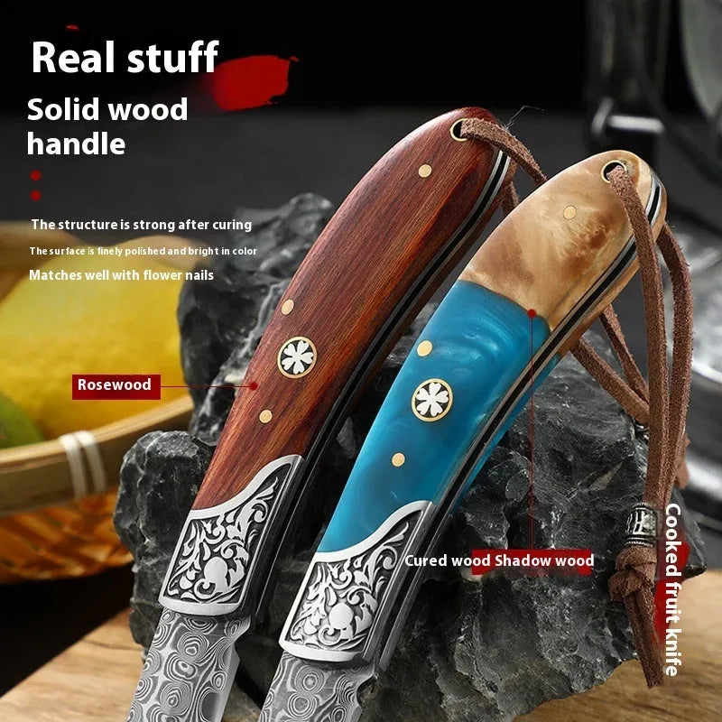 VG10 stainless steel folding knife with national style design in blue or red colour options