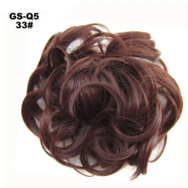 Synthetic wavy curly messy hair bun for women, 12cm diameter, high-temperature wire