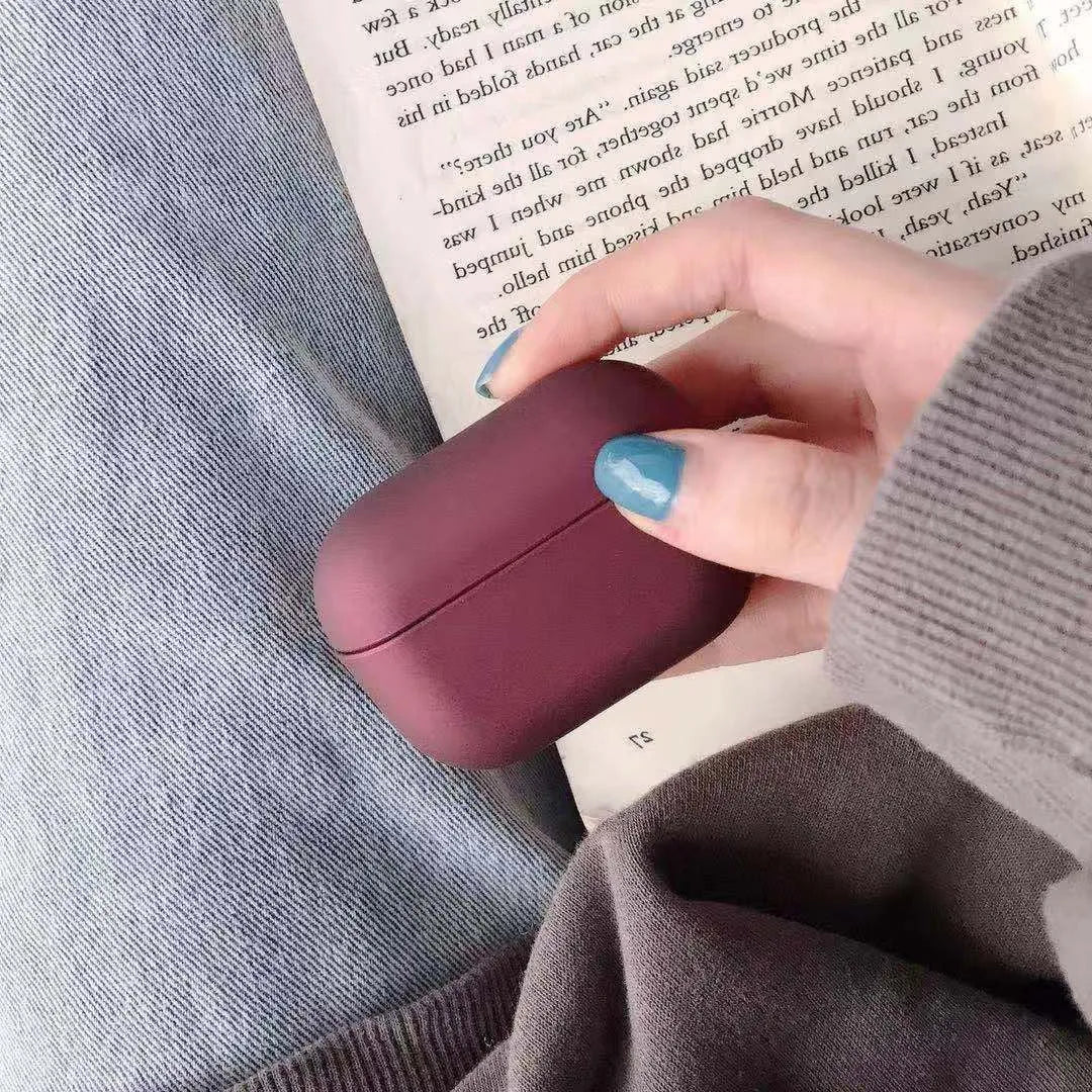 Plastic AirPods Pro protective case shown in available colours including black, red and mint green