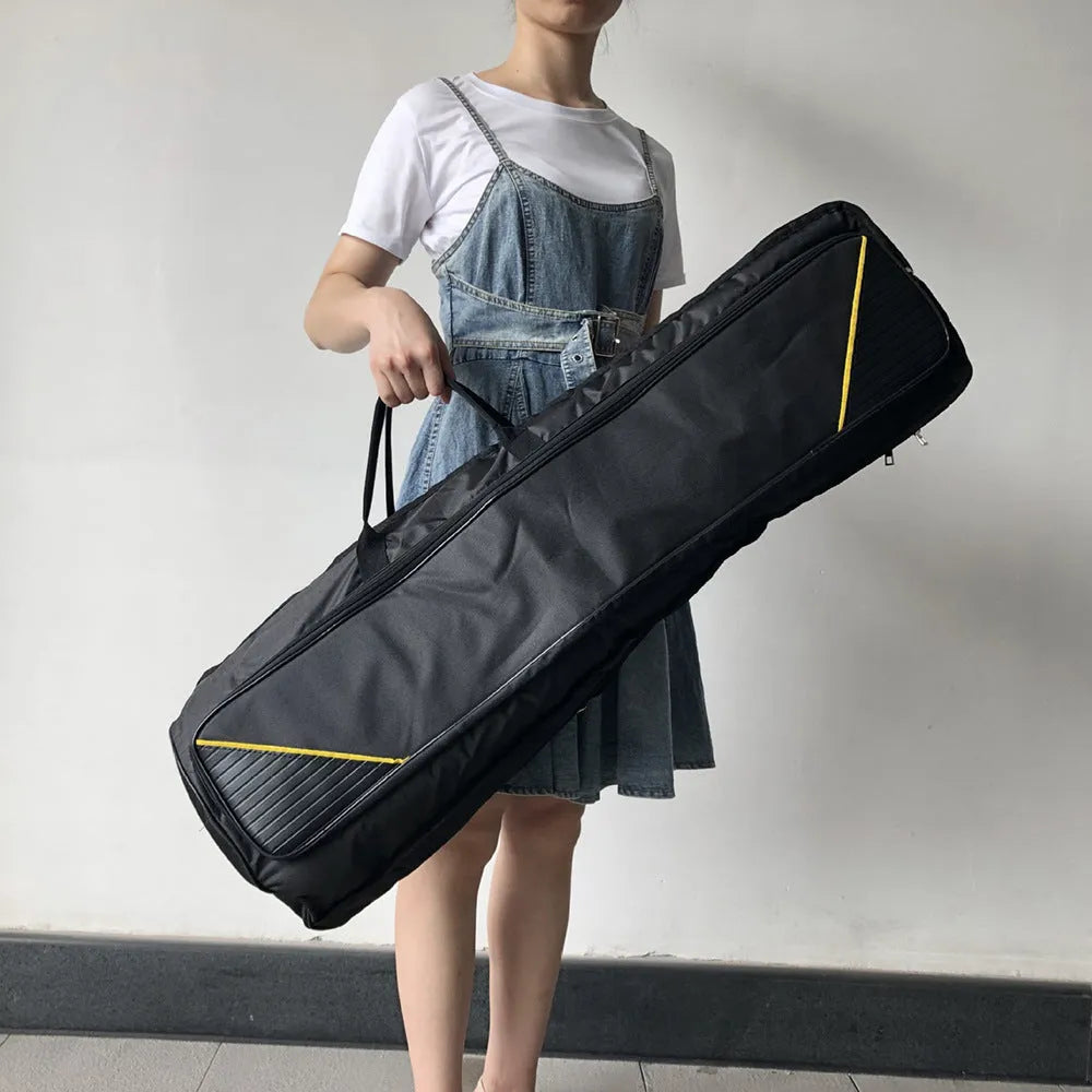 Black tenor trombone bag made of Oxford cloth with padded interior and outer pocket