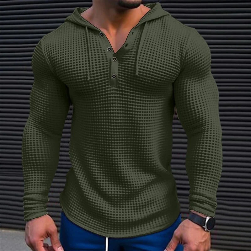 Men's slim fit waffle knit pullover in solid colours for spring and autumn wear