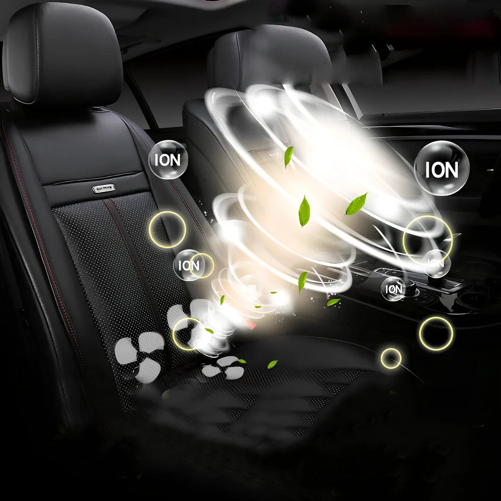 Winter car heating cushion in black, 125cm x 52cm diamond velvet with massage blowers and non-slip base