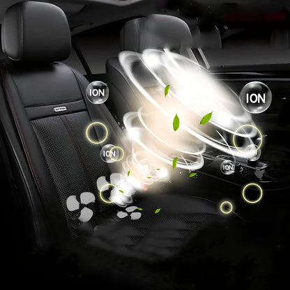 Winter car heating cushion in black, 125cm x 52cm diamond velvet with massage blowers and non-slip base