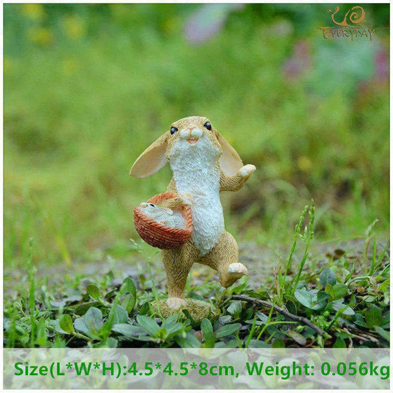 Cute bunny resin ornaments for pastoral living room decor