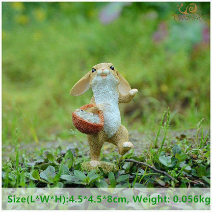 Cute bunny resin ornaments for pastoral living room decor