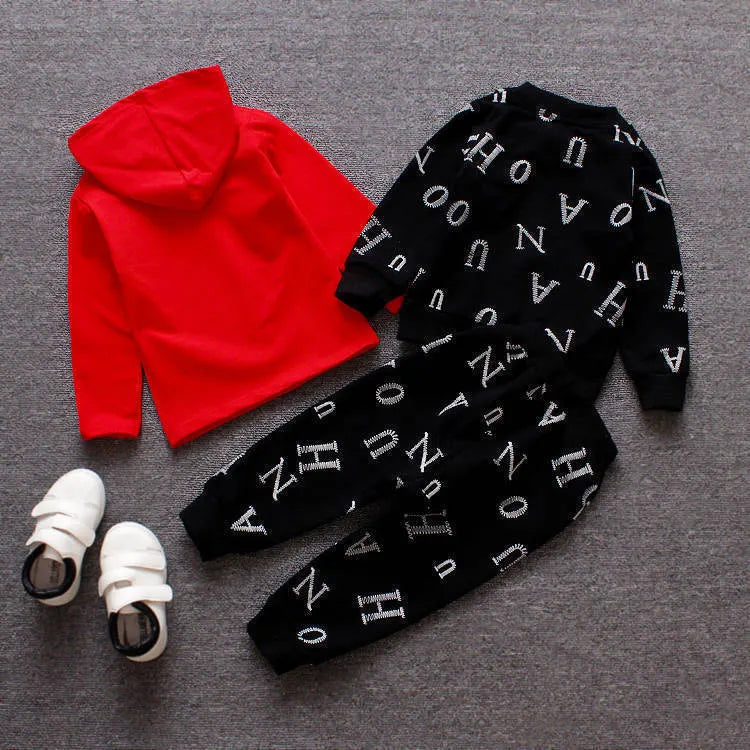 Red or white children's long sleeve clothes set in Asian sizes 80cm 90cm 100cm 110cm