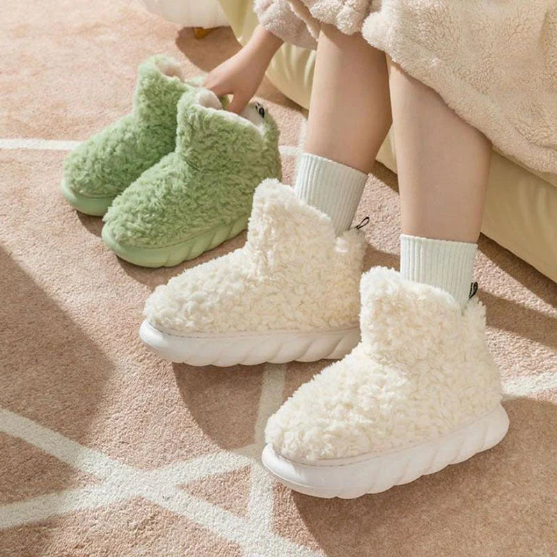 Heeled waterproof cotton slippers in various colours for winter wear
