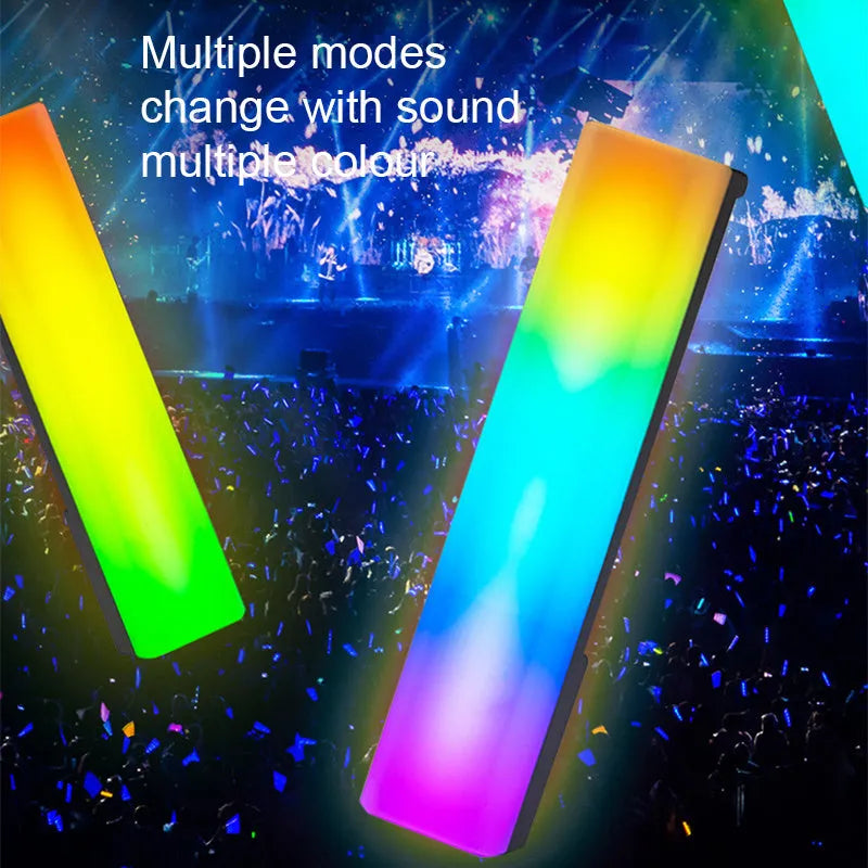 3D RGB voice-activated ambience lamp in black or white on a gaming desk.