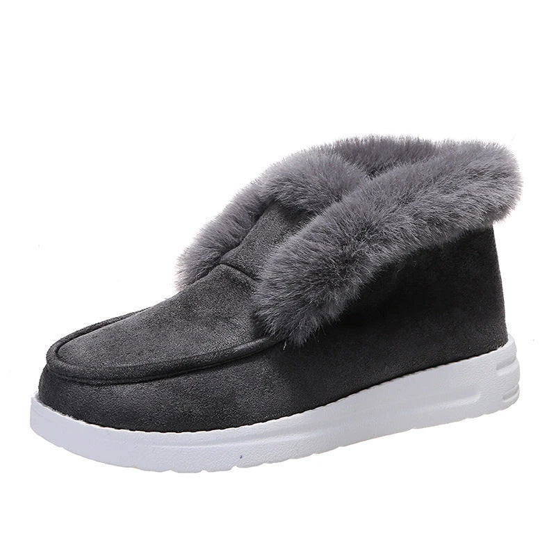 Women's winter snow boots with plush faux fur lining, non-slip outsole, and cushioned comfort