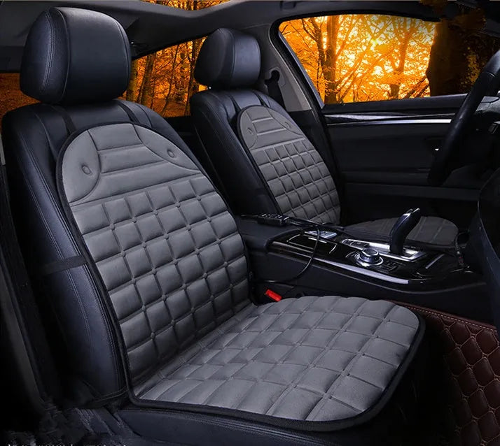 12V car heated seat cushion in black, size 55x46x48cm, with power line and fuse