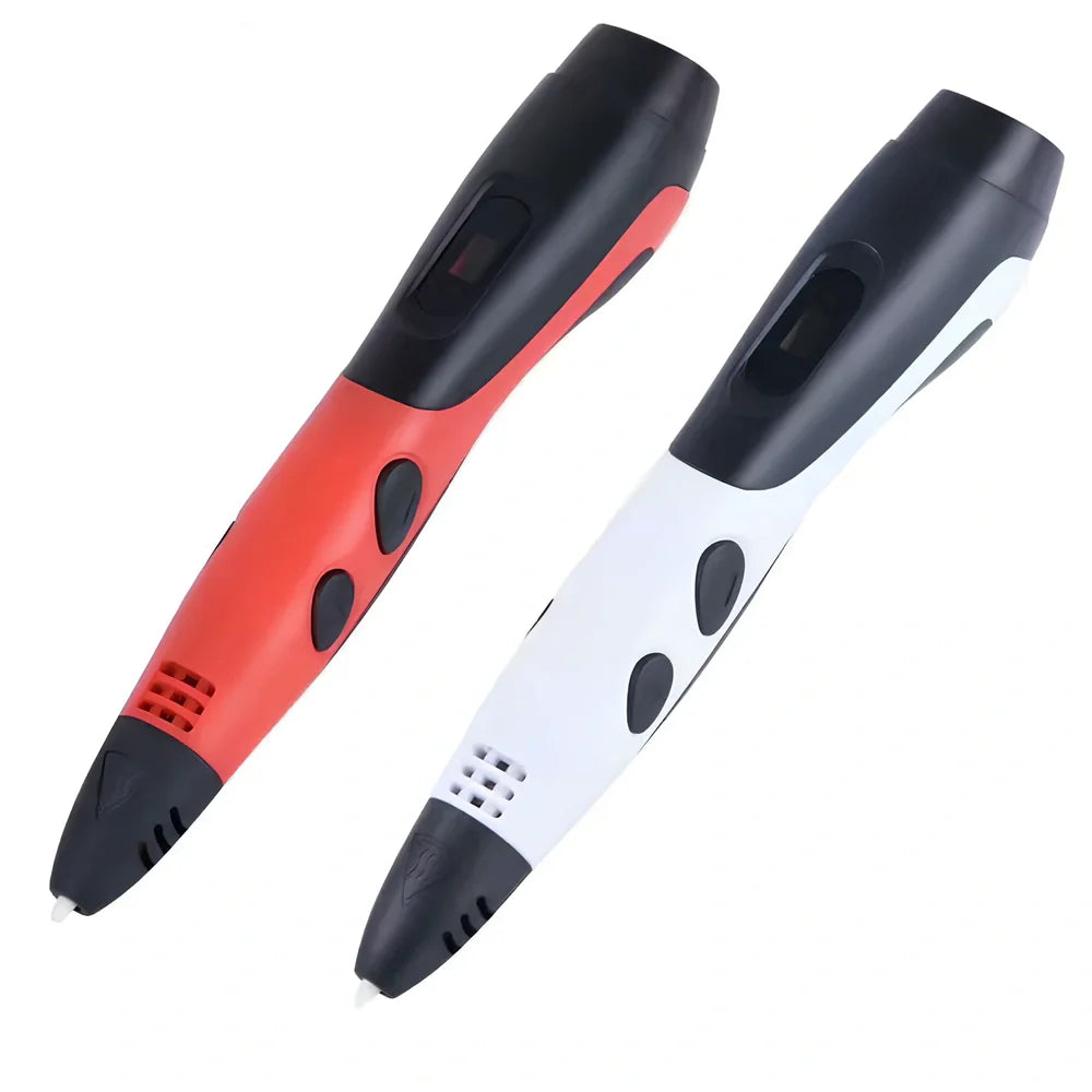 Blue six generations 3D printing pen with 12-colour PLA ABS consumables, base, and UK adapter for DIY graffiti