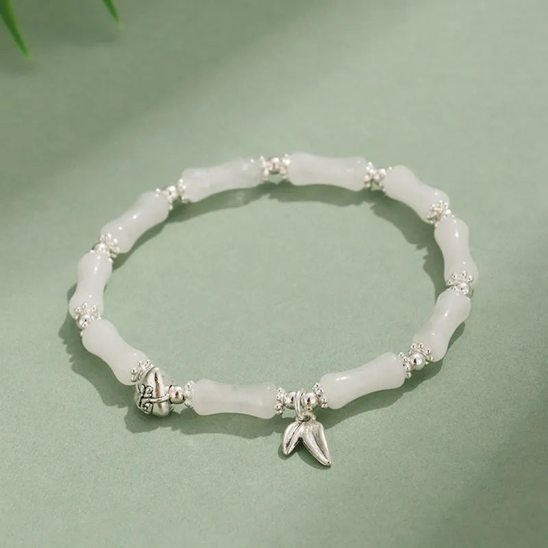 Women's green aventurine huang dongling olivine white jade stone bracelet with electroplated metal