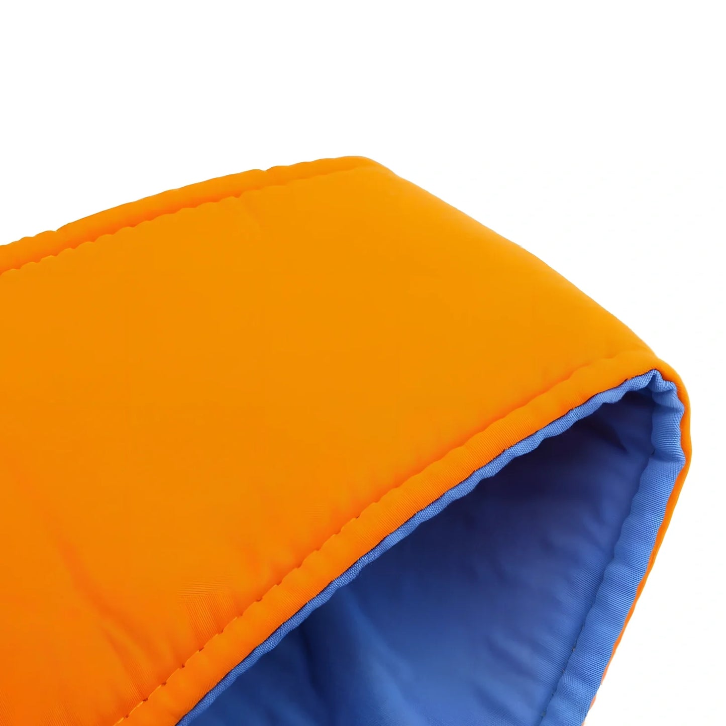 Orange and blue baby walking harness with adjustable strap and plastic safety locks for infants learning to walk