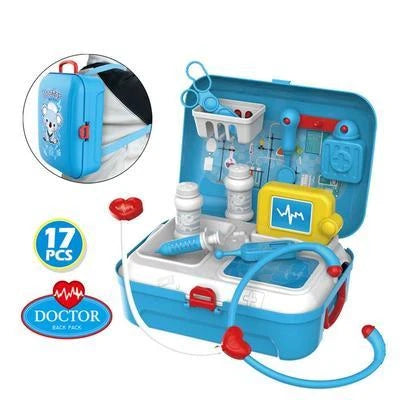 17-piece children's pretend play doctor toy set with portable backpack
