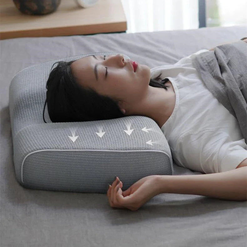 Adjustable memory foam massage pillow with contoured design for neck pain relief and customizable comfort