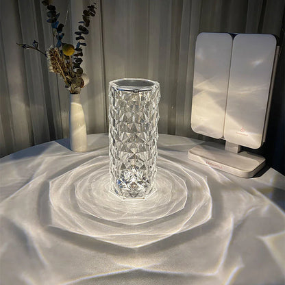 Elegant crystal table lamp with touch control and customizable 16-color lighting