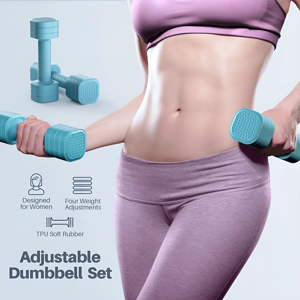 Set of pink detachable dumbbells for women's fitness and slimming exercises.