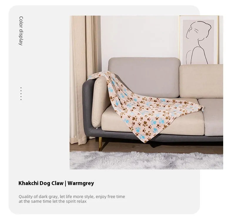 Blue Dog cartoon pattern pet blanket showing double-sided flannel texture and 100x120cm size