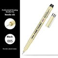 Waterproof needle drawing pen with cartoon syringe design and black ink for sketching artwork