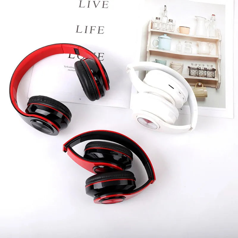 LED wireless Bluetooth headphones with 7-colour breathing lights on black background