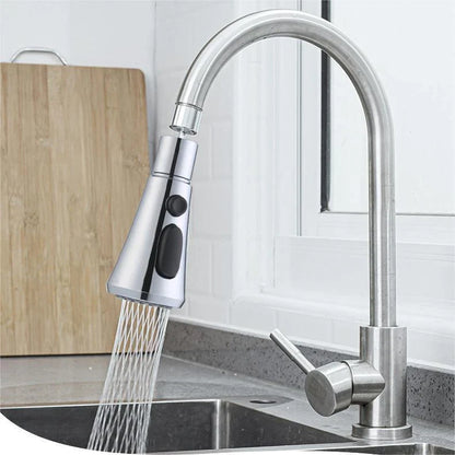 A versatile pressurized faucet sprayer with 3-in-1 cleaning modes, 360-degree rotation, and a powerful water flow for efficient kitchen cleanup.