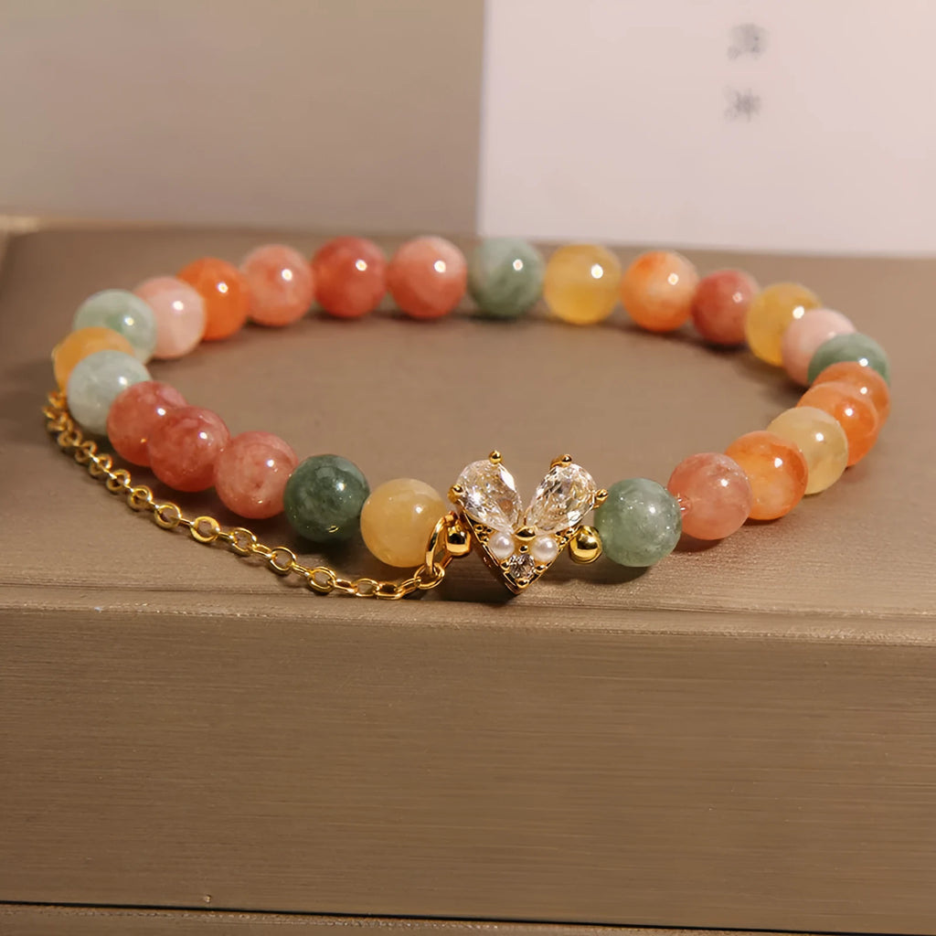 Women's Fu Lu Shou crystal bracelet with a V-shaped zircon stone in a cartoon style design.