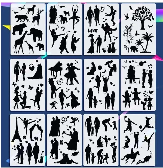 White plastic drawing stencils showing multiple style options for craft and pattern projects