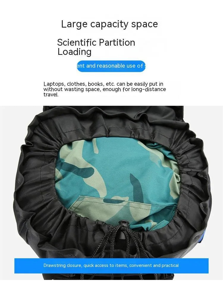 Outdoor hiking backpack for men in water repellent nylon solid colour design