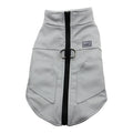 Grey leather winter vest for dogs and cats with casual style and adjustable fit