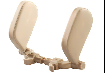 Adjustable car headrest pillow with 36cm bracket and 14cm rotating PU leather cushion