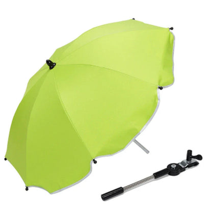 A 360-degree swivel pram umbrella with high-density UV protection and durable steel construction