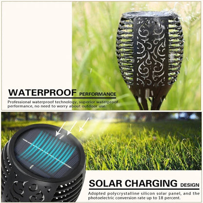 Black LED Solar Torch Light for outdoor garden decoration with automatic illumination