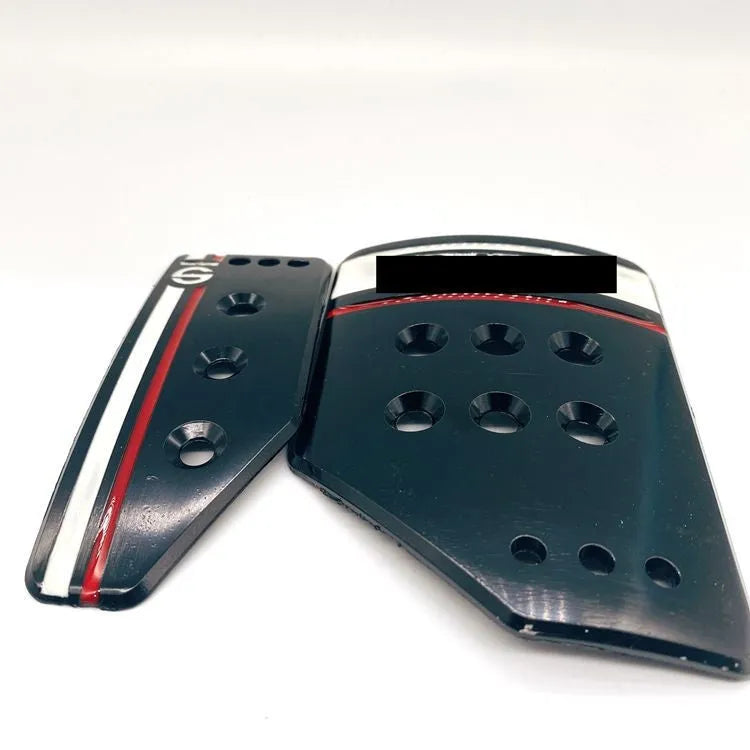 Aluminium alloy manual transmission car pedal set showing brake, clutch and accelerator pedals with mounting hardware