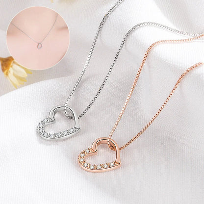S925 sterling silver love heart pendant necklace in gold colour