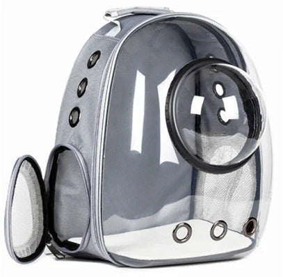 Transparent Pet Space Bag for cats, featuring a clear view and breathable design