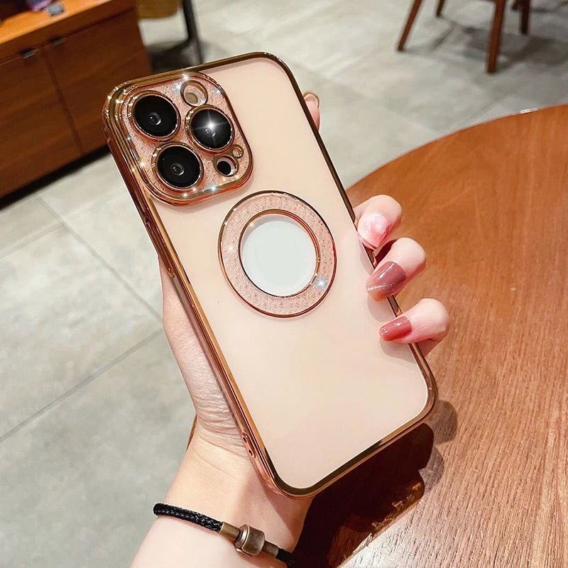 Electroplated TPU iPhone case with built-in lens protection in various colours