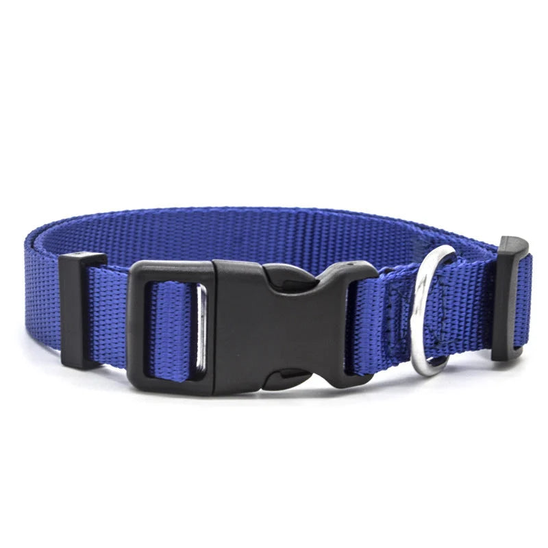 Soft nylon pet collar in various colours, adjustable for cats and dogs