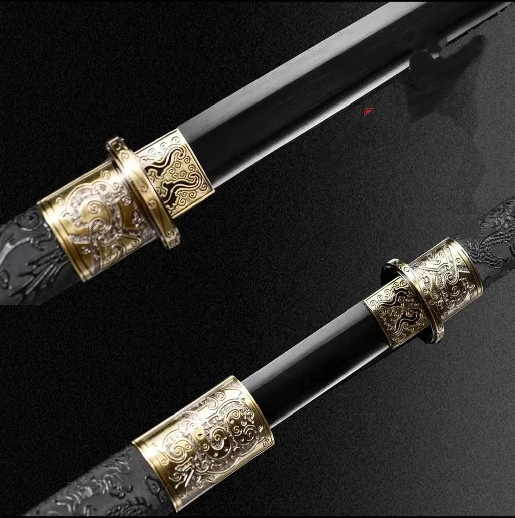 Taizong Tang Dynasty horizontal sword with 105cm 65 manganese steel blade in solid wood scabbard