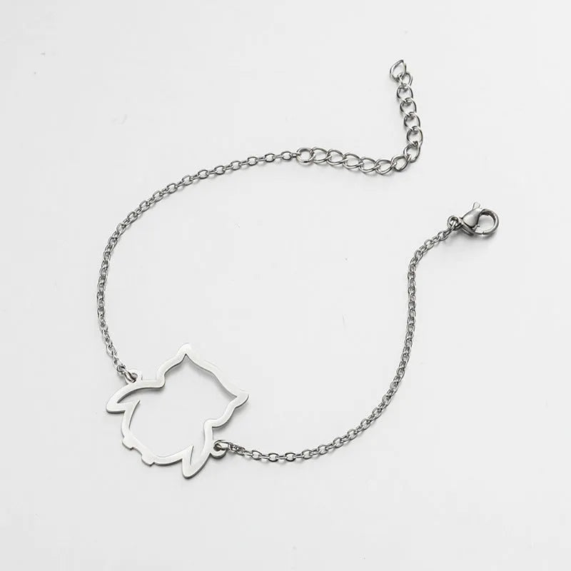 Cut small animal hollow owl pendant simple bracelet for women stainless steel gold colour