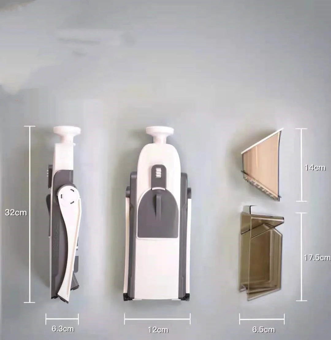 Multifunctional vegetable cutter with safety blade guard and multiple slicing options