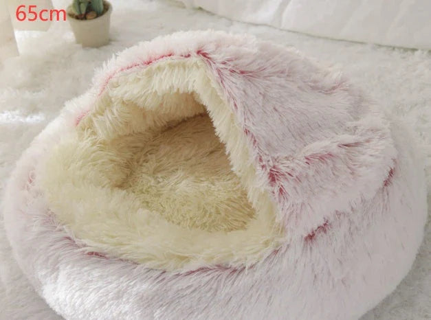 Warm plush pet bed for cats and dogs in various colours and sizes
