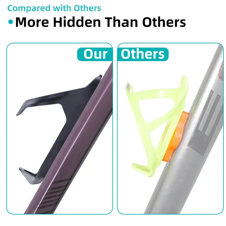 Bicycle water bottle cage with anti-theft screws and concealed Airtag tracking compartment