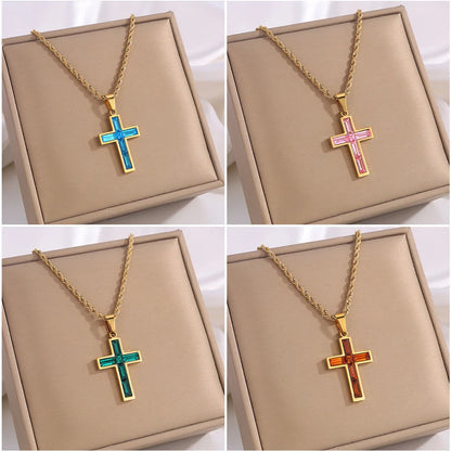 European and American style diamond cross necklace with no colour fading